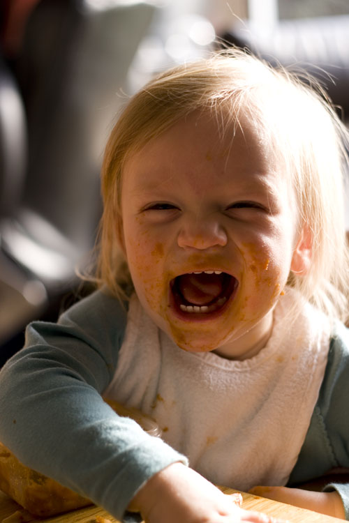 Worrybomb wears and eats her dinner Worrybomb wears and eats her dinner