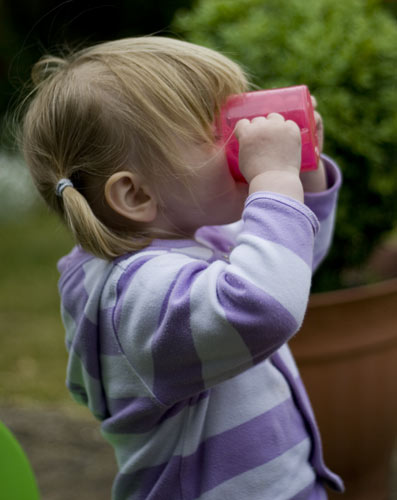 Worrybomb drinks from a cup Worrybomb drinks from a cup