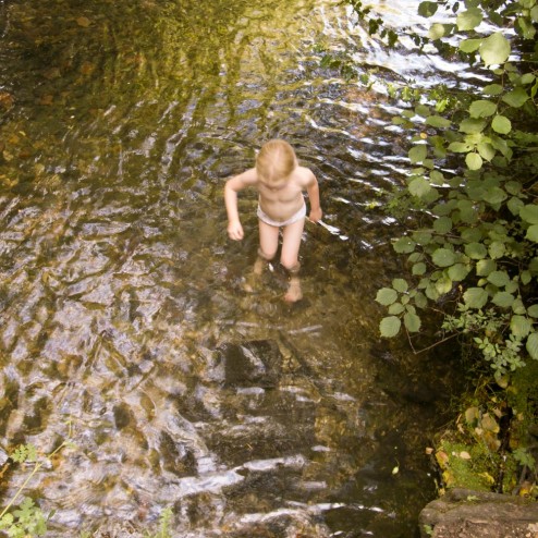 Wading in the cold river