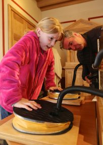 Pumping the Roman Water Organ at Science Week in Bath Baths